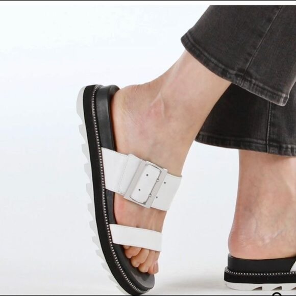 Sorel Women's White Leather Roaming Buckle Strap Slide Sandals Sz 7 2313 - Picture 11 of 16